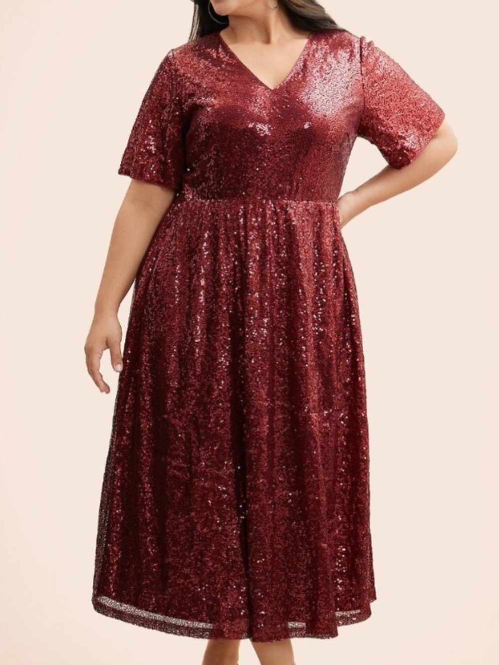 Bloomchic Sparkly Sequins Burgundy Red Formal Christmas Maxi Dress 2X (18 - 20)